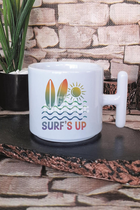 Surf's Up Baskılı T Kulplu Latte Fincanı Kupa Bardak