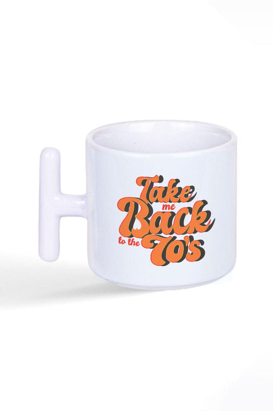 Take Me Back To The 70's 70ler Baskılı Latte Fincanı T Kulplu Kupa Bardak