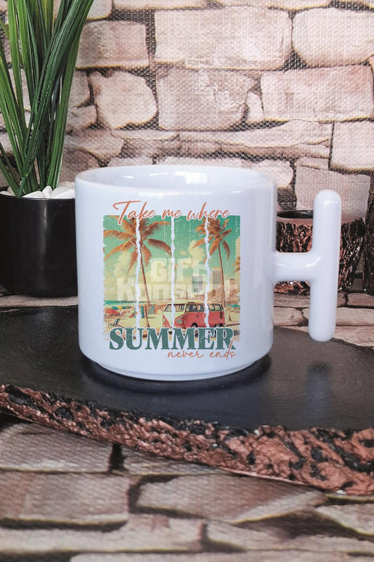 Take Me Where Summer Never Ends Baskılı T Kulplu Latte Fincanı Kupa Bardak
