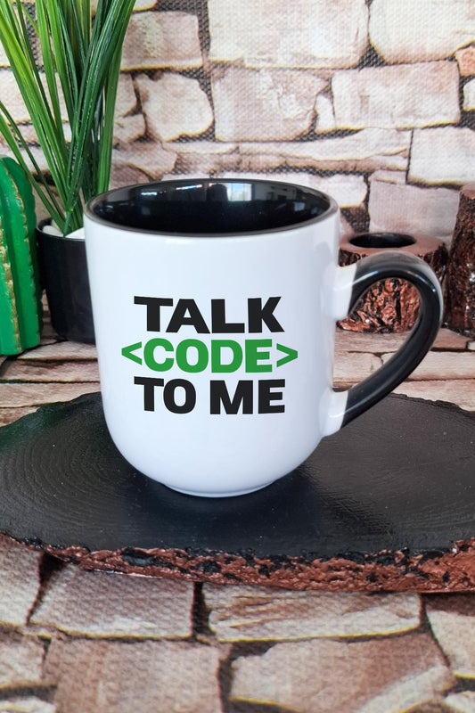 Talk Code To Me Yazılımcı Mühendis Hediye Baskılı İçi ve Kulpu Siyah Renkli Premium Kupa Bardak