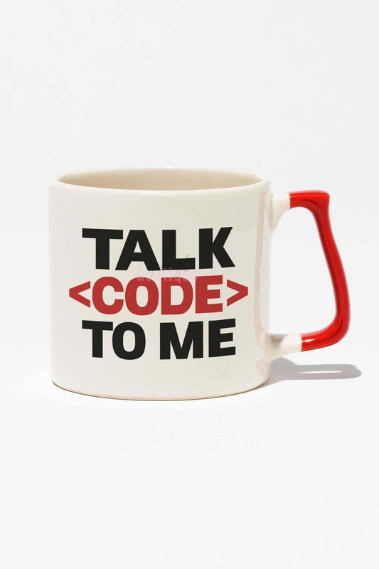 Talk Code To Me Yazılımcı Mühendis Hediye Baskılı Kırmızı Kulplu Modern Seramik Kupa