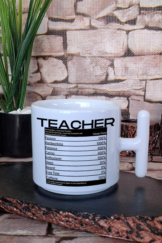 Teacher Baskılı Öğretmen Baskılı T Kulplu Latte Fincanı Kupa Bardak