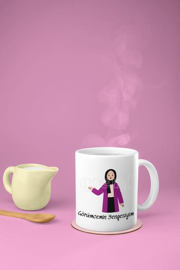 Tesettürlü- Görümce Yenge Baskılı Eğlenceli Hediyelik Beyaz Seramik Kupa Bardak