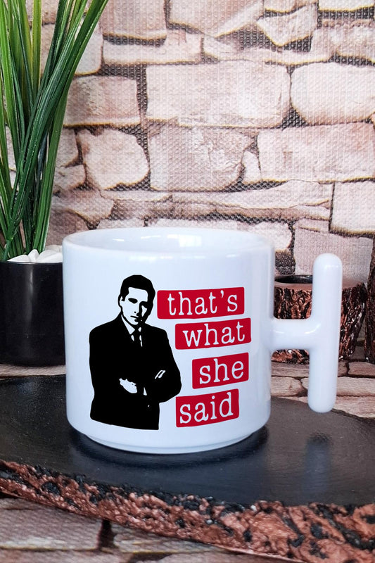 That's What She Said No:4 Red Michael Scott The Office Baskılı T Kulplu Latte Fincanı Kupa Bardak