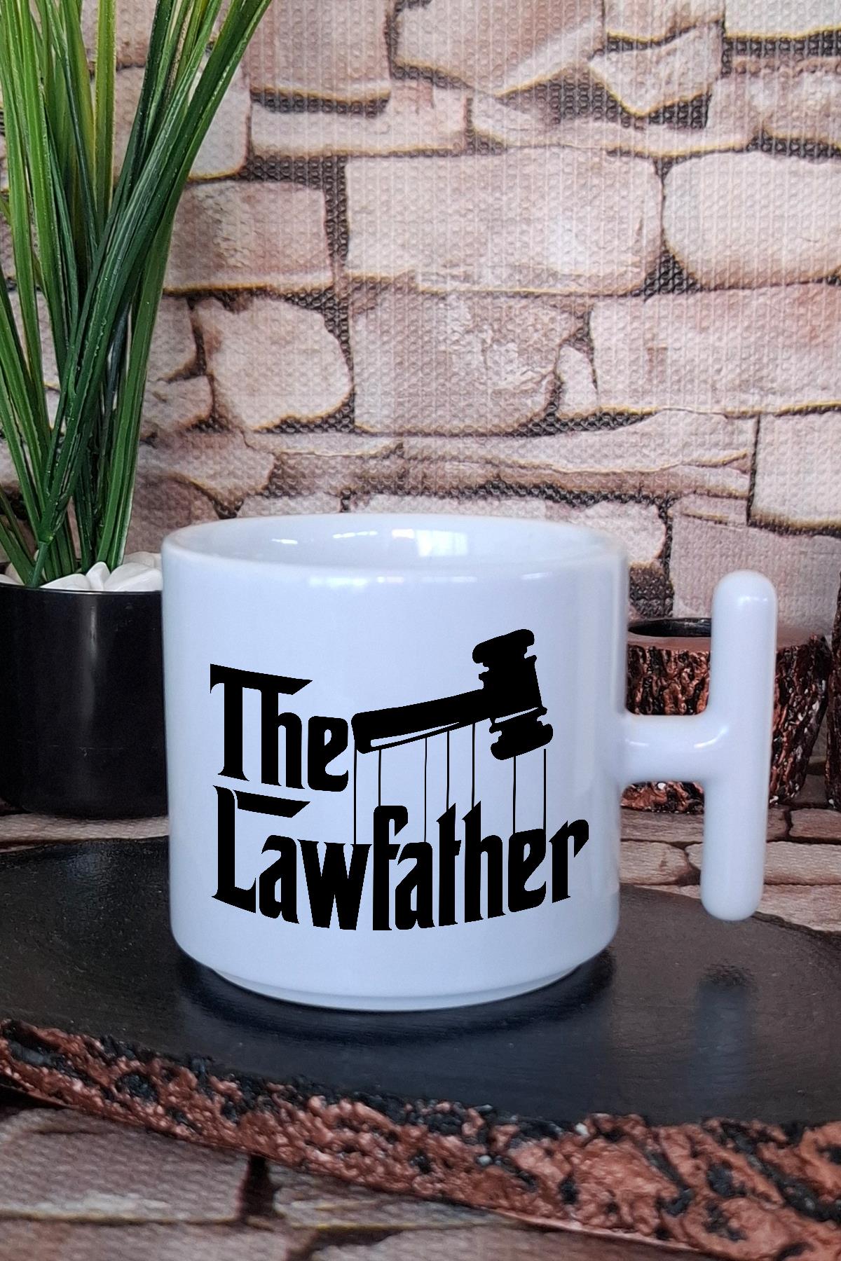 The Lawfather Baskılı Komik Avukat Hediyelik Baskılı T Kulplu Latte Fincanı Kupa Bardak