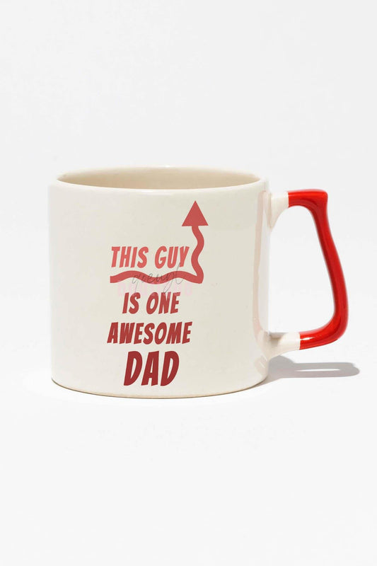 This Guy Is One Awesome Dad Baskılı | Babalar Günü Hediyelik | Kırmızı Kulplu Modern Seramik Kupa