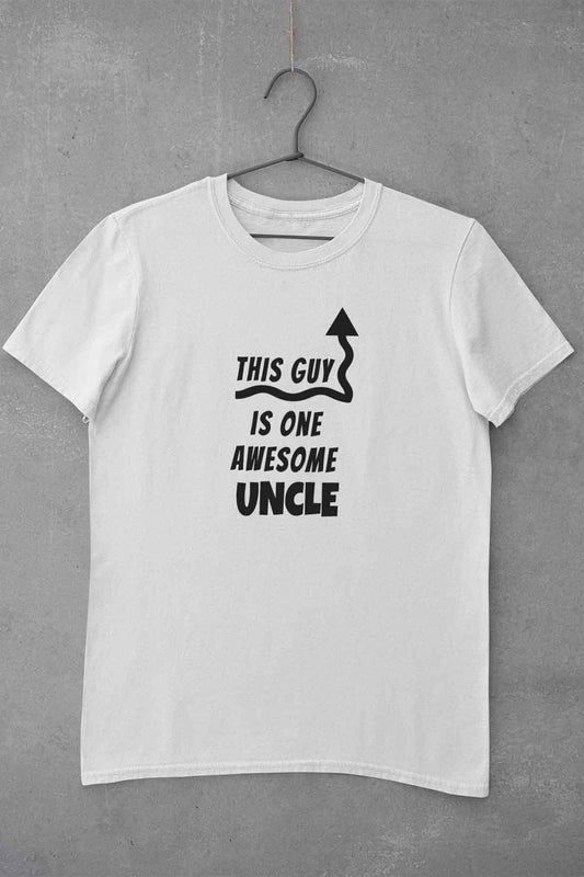 This Guy Is One Awesome Uncle Baskılı Amca Dayı Hediye %100 Pamuk Beyaz Tişört