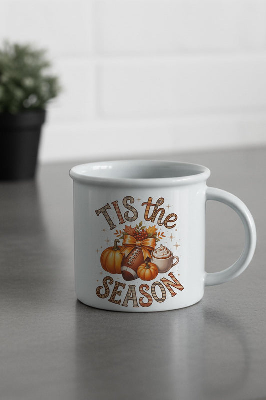 Tis The Season Baskılı Enamel Görünümlü Seramik Vintage Kupa Bardak