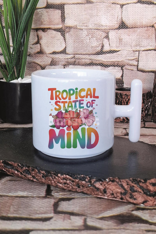 Tropical State Of Mind Baskılı T Kulplu Latte Fincanı Kupa Bardak