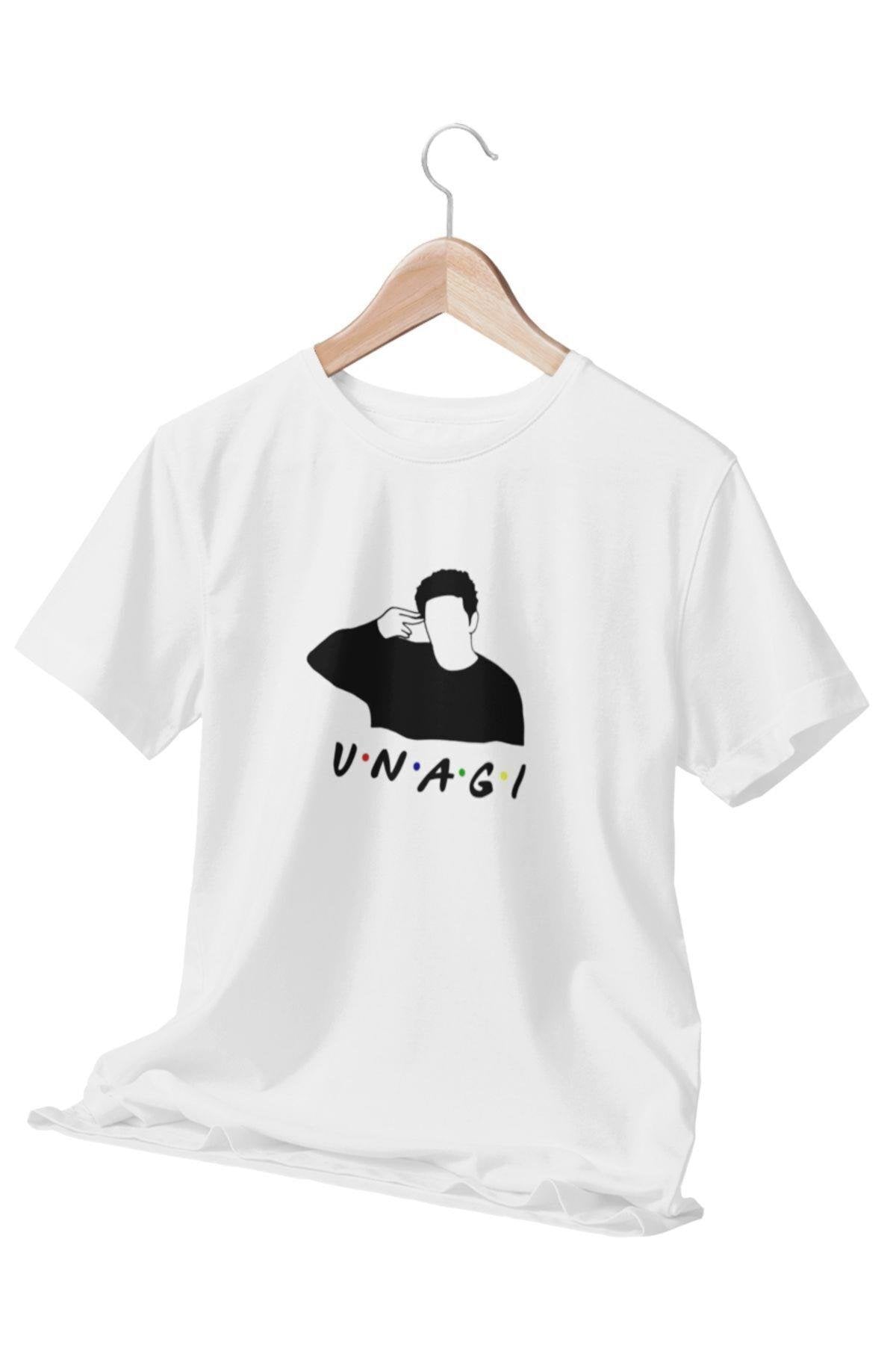 Unagi Ross Friends Baskılı Eğlenceli Hediyelik Beyaz Unisex T-Shirt