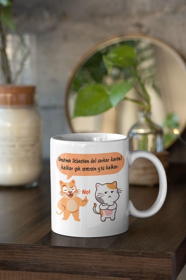 Unutma Sebastian Çok Seversin G.tü Kalkar Baskılı Eğlenceli Hediyelik Beyaz Kupa Bardak