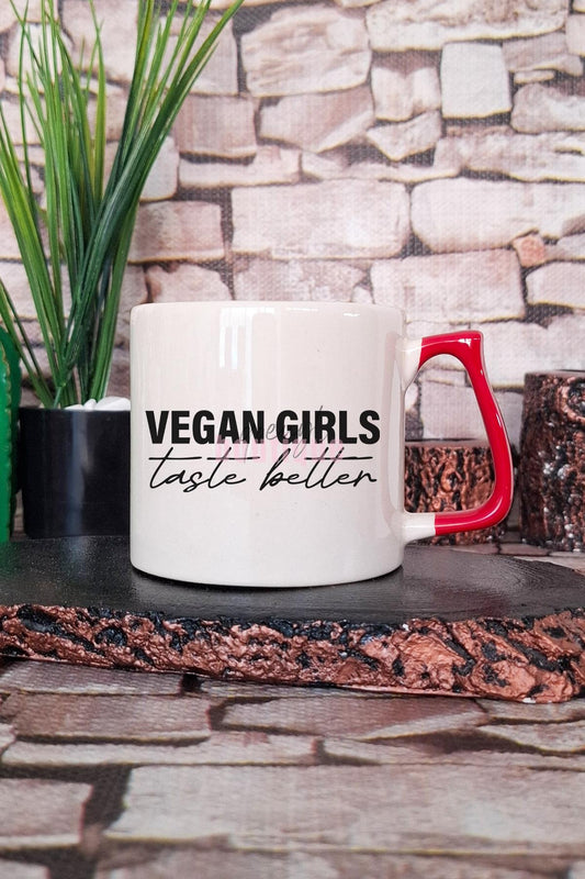 Vegan Girls Taste Better Baskılı Hediyelik Kulplu Kupa Bardak