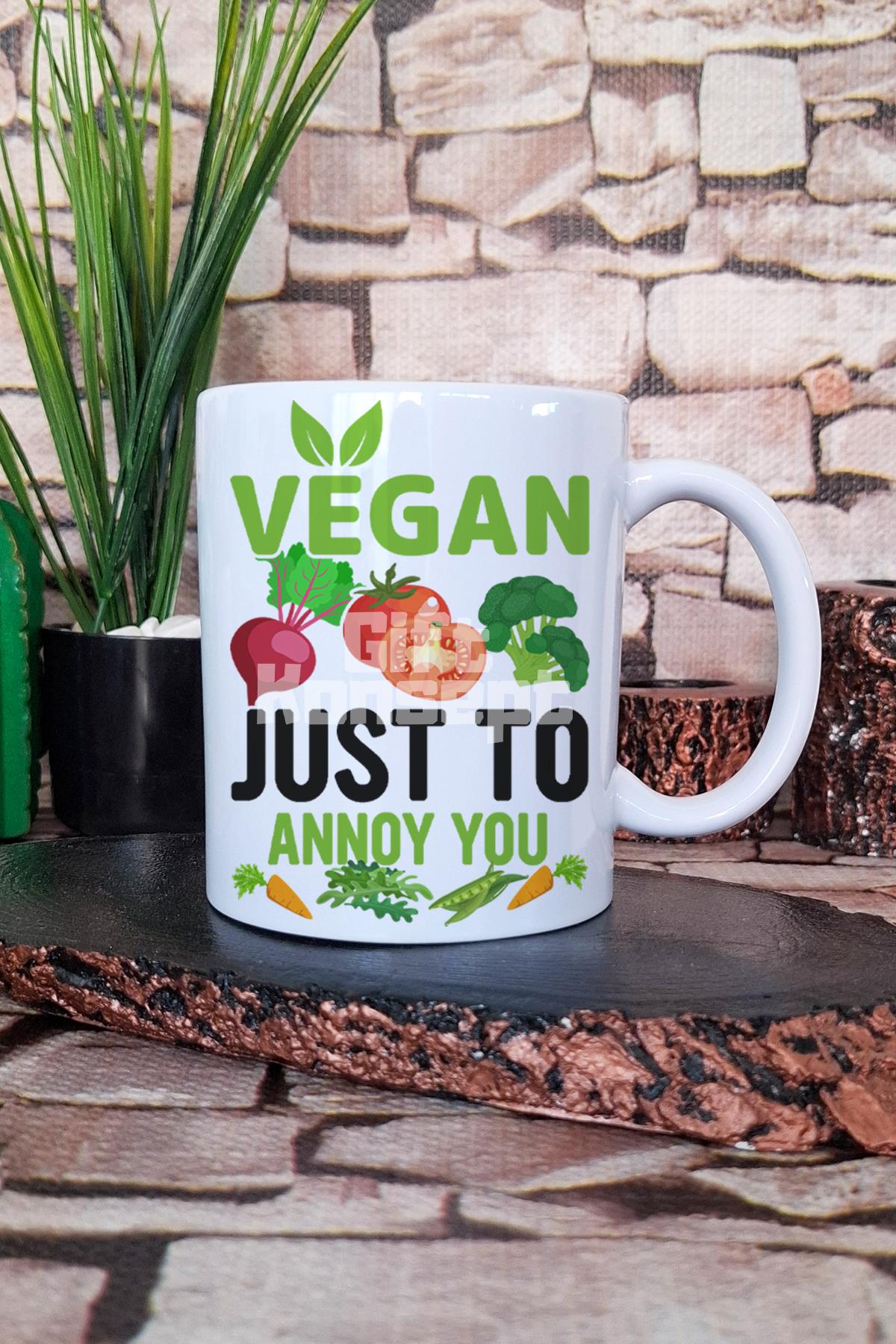 Vegan Just Annoy You Hediyelik Baskılı Çay Kahve Sunum Kupa Bardak