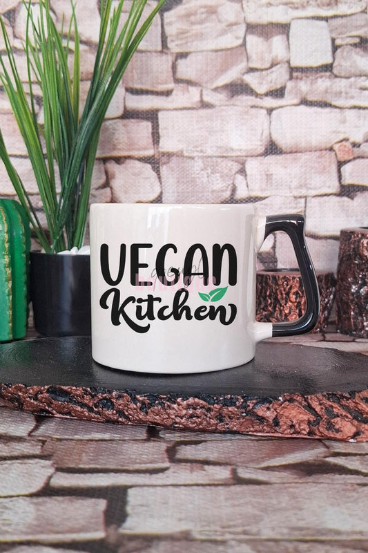 Vegan Kitchen Baskılı Hediyelik Kulplu Kupa Bardak