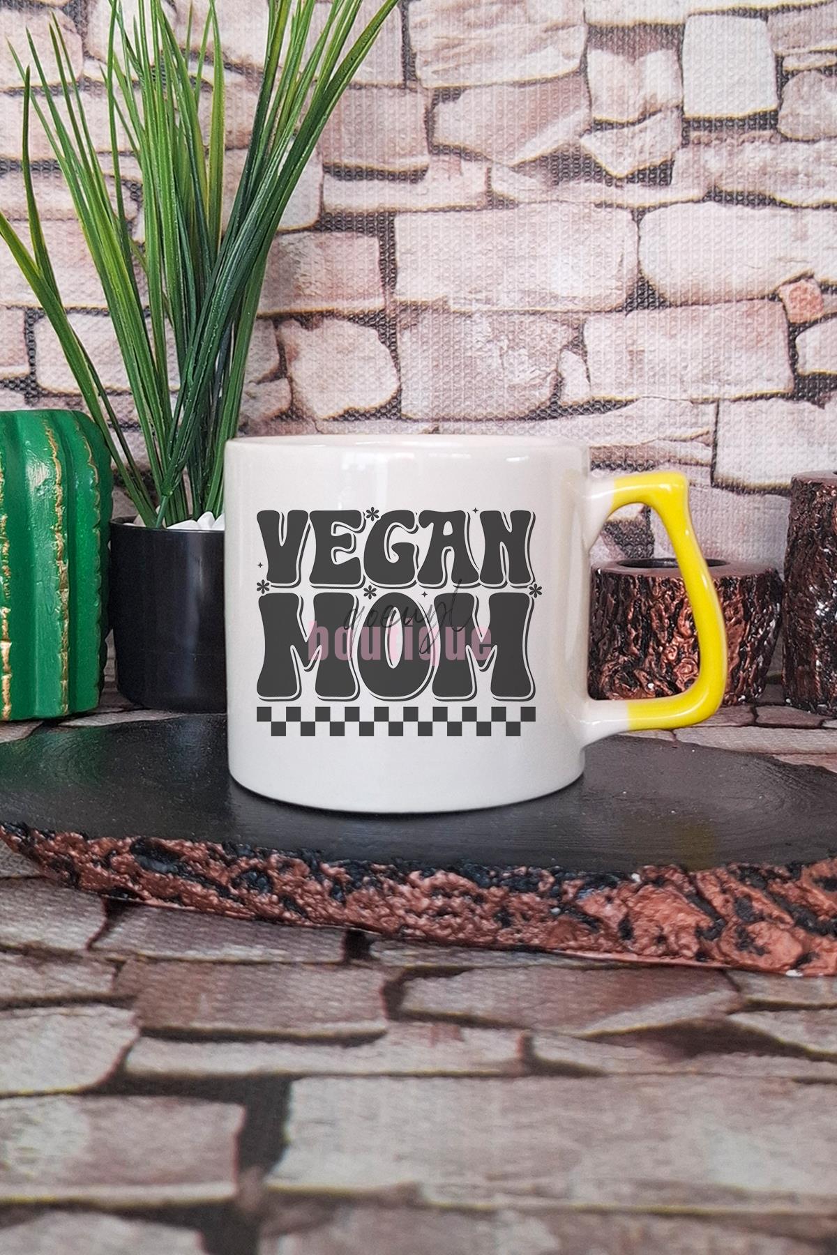 Vegan Mom Baskılı Hediyelik Kulplu Kupa Bardak