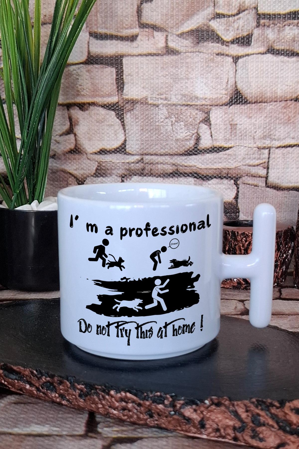 Veteriner Hekim, Veterinerlik Temalı Eğlenceli Hediyelik T Kulplu Latte Fincanı Kupa Bardak