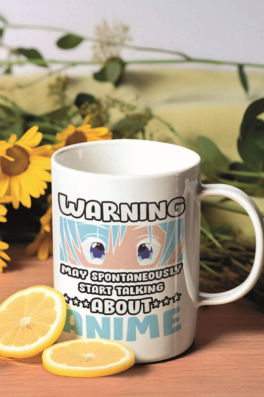 Warning May Spontaneously Start Talking About Start Talking Anime Baskılı Hediyelik Kupa Bardak