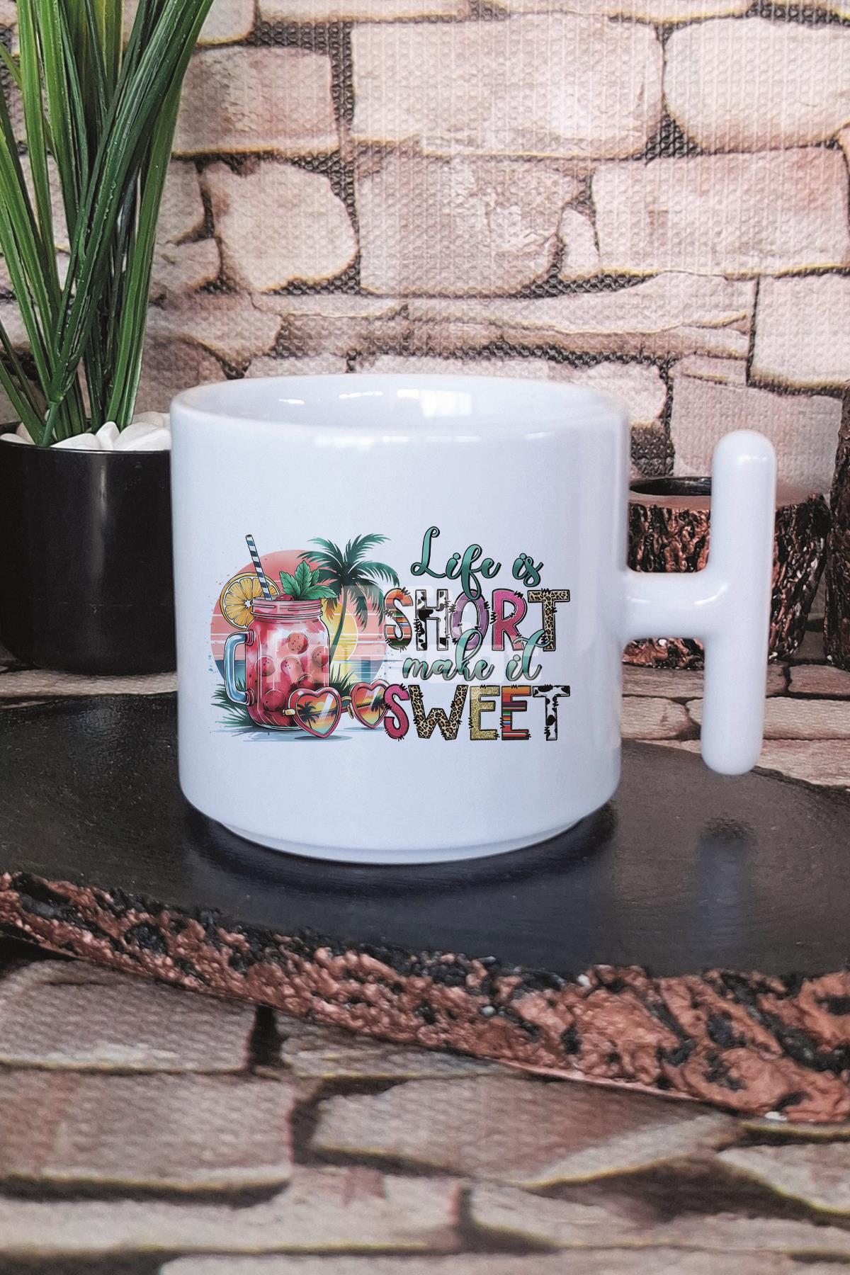 When Life Gives You Lemons Make Lemonade Baskılı T Kulplu Latte Fincanı Kupa Bardak