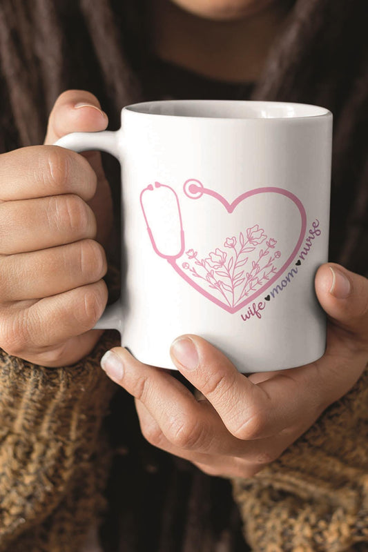 Wife Mom Nurse Anne Hemşire Hediyelik Baskılı Kupa Bardak