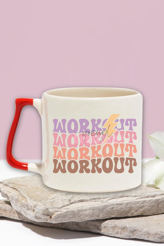 Work! Ut Workout Workout Workout Baskılı Gym Spor Çalışma Hediyelik Kulplu Kupa Bardak