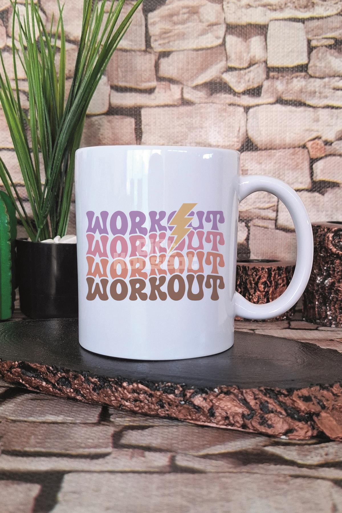 Work! Ut Workout Workout Workout Baskılı Gym Spor Çalışma Hediye Baskılı Kupa Bardak