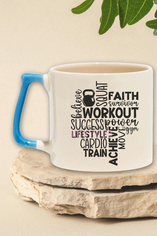 Workout Quotes Temalı Gym Spor Antrenman Motivasyon Sözleri Hediyelik Kulplu Kupa Bardak