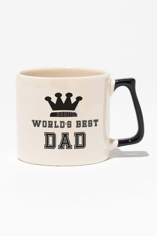 Worlds Best Dad Babalar Günü Doğum Günü Baba Hediye Baskılı Siyah Kulplu Modern Seramik Kupa