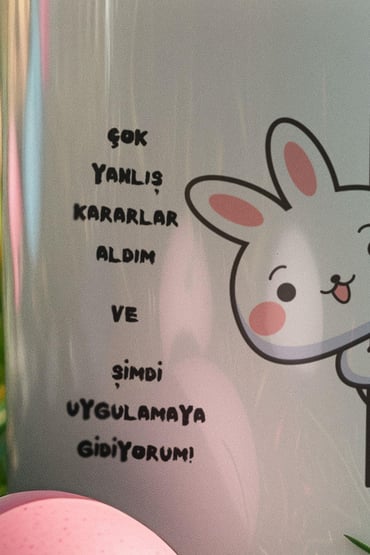 Yanlış Kararlarımı Uygulamaya Gidiyorum-Tavşan Baskılı Eğlenceli Komik Hediyelik Beyaz Kupa Bardak