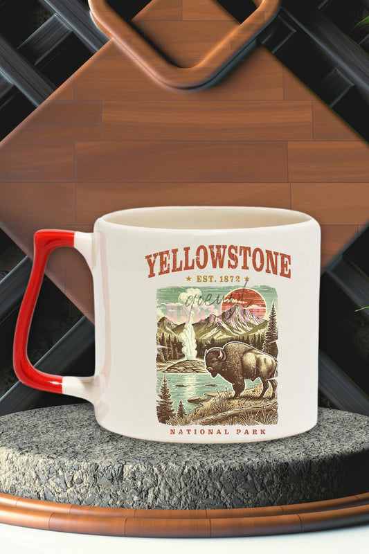 Yellowstone Summer Trip Baskılı Yaz Tatili Milli Park Hediyelik Kulplu Kupa Bardak