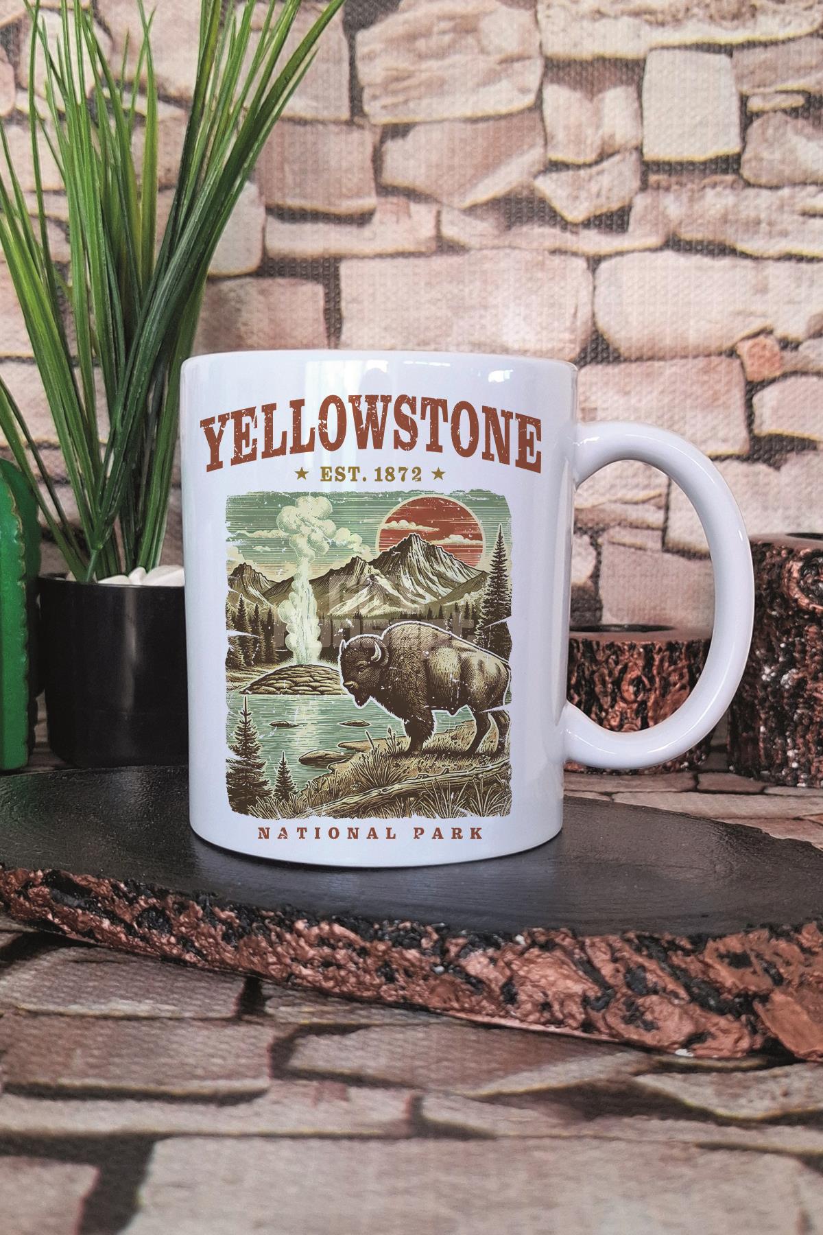 Yellowstone Summer Trip Baskılı Yaz Tatili Milli Park Hediye Baskılı Kupa Bardak