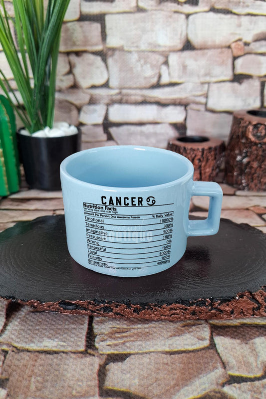 Yengeç Burcu Cancer nutrition facts Komik Kare Kulplu Fincan Mavi Kupa Bardak