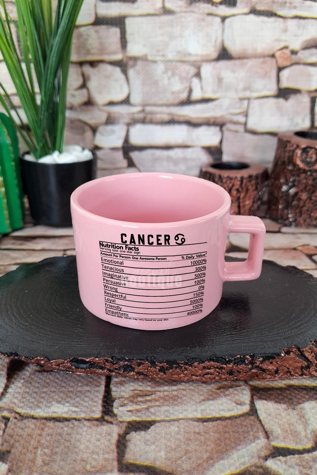 Yengeç Burcu Cancer nutrition facts Komik Kare Kulplu Fincan Mavi Kupa Bardak