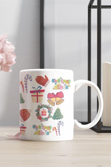 Yılbaşı Temalı Baskılı Hediyelik Vintage Kupa Bardak