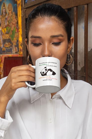 Yoluma Devam Ederim -Panda Baskılı Hediyelik Eğlenceli Beyaz Kupa Bardak