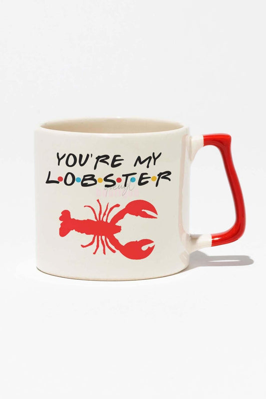 You Are My Lobster Friends Baskılı Kırmızı Kulplu Modern Seramik Kupa