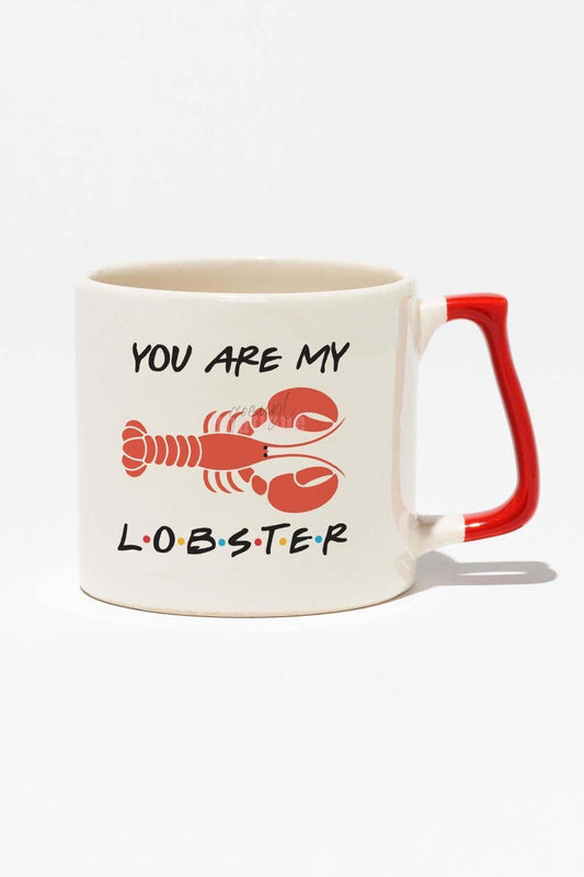 You Are My Lobster Friends Baskılı Kırmızı Kulplu Modern Seramik Kupa