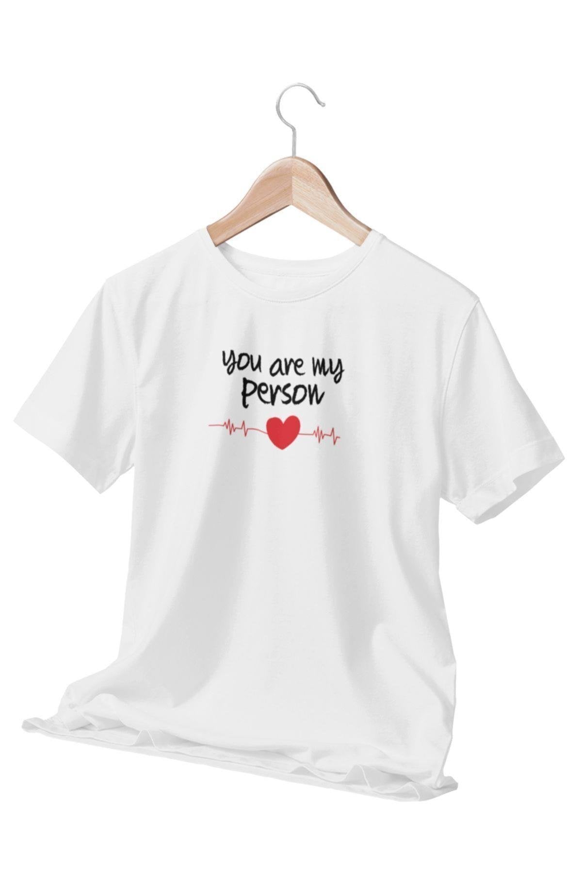 You Are My Person Baskılı Sevgili Eş Hediyelik Beyaz Unisex T-Shirt