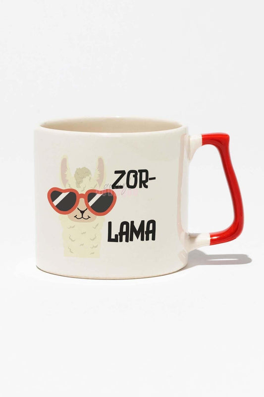 Zorlama-Lama Eğlenceli Komik Hediyelik Beyaz Baskılı Kırmızı Kulplu Modern Seramik Kupa